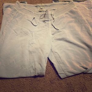 Light blue with small green hem cropped sweats